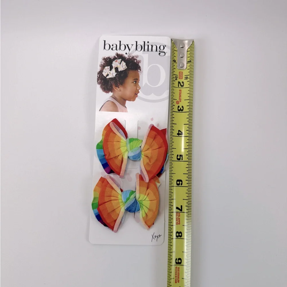 Baby Bling Set Pair of 2 Rainbow Mini Knot Bow Clips Small Shop‎